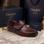 Pantofi bărbați maro din piele naturală cu închidere velcro GKR09M